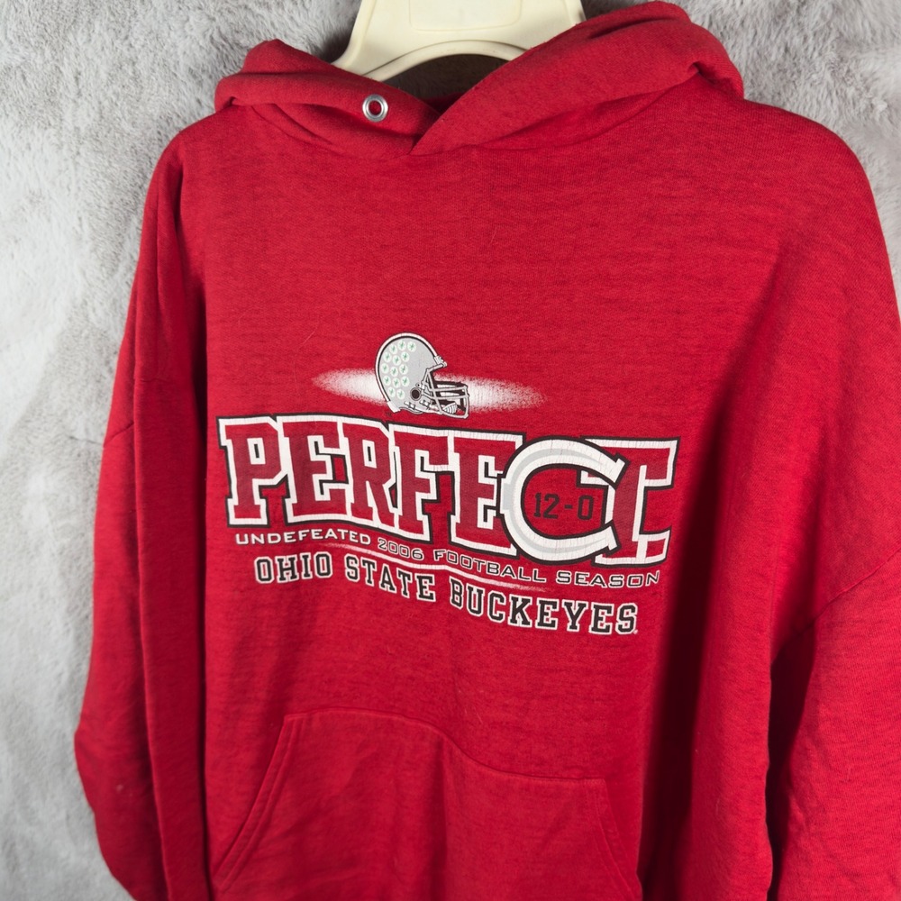 Vintage Jerzees Ohio State Buckeyes 2006 Undefeated 12-0 Hoodie‎ Red Mens L